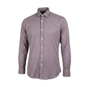 H&M Slim Fit Men's Burgundy Gingham Easy Iron Dress‎ Shirt Size L